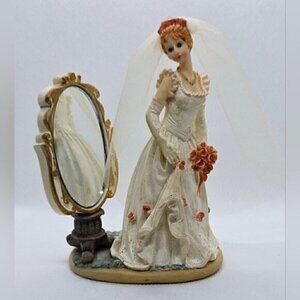 Vintage K's Collection Bride Looking in Mirror Resin Figurine Wedding Keepsake D